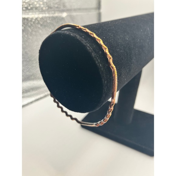 Brass Irregular Wave Pattern 2.75 Inch Long Bangle Bracelet! - Picture 2 of 13